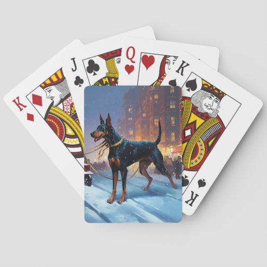 Doberman Kerst Feestelijk Seizoen Pokerkaarten (Achterkant)