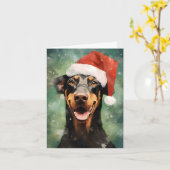 Doberman Kerstborstel schilderen kunstwerk Kaart (Gele Bloem)
