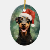 Doberman Kerstborstel schilderen kunstwerk Keramisch Ornament (Voorkant)