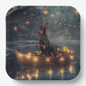 Doberman Kerstfeest reis Papieren Bordje (Voorkant)