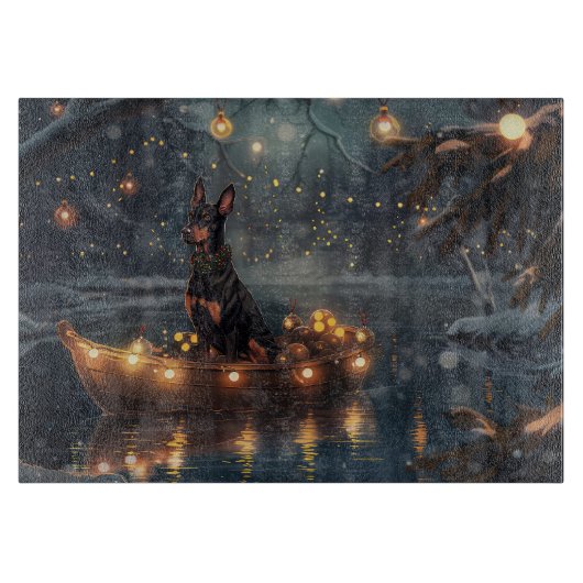 Doberman Kerstfeest reis Snijplank (Voorkant)