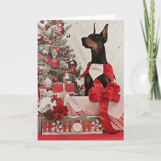 Doberman-kerstkaart Feestdagen Kaart (Voorkant)