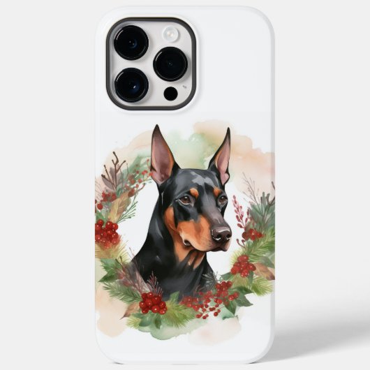 Doberman Kerstkrans feestelijke pup Case-Mate iPhone Case (Achterkant)