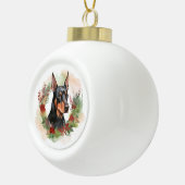 Doberman Kerstkrans feestelijke pup Keramische Bal Ornament (Rechts)