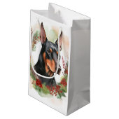Doberman Kerstkrans feestelijke pup Klein Cadeauzakje (Achterkant Gekanteld)