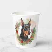 Doberman Kerstkrans feestelijke pup Papieren Bekers (Voorkant)
