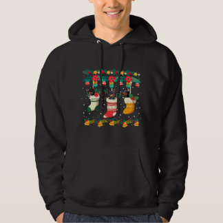 Doberman Kerstmis in sokassen met X-Mas-lampjes Hoodie