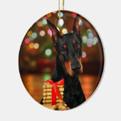Doberman Kerstmis Keramisch Ornament (Links)