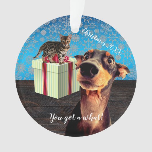 Doberman Kerstmis Ornament (voorkant)