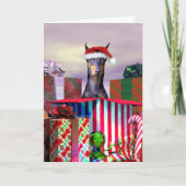 Doberman-kerstverrassing Feestdagen Kaart (Voorkant)