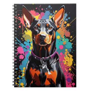 Doberman kleurrijke splash notitieboek