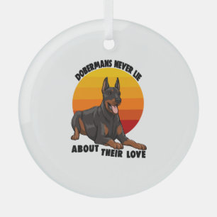 Doberman liegt nooit over hun liefde glas ornament