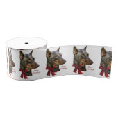 Doberman Merry Kerstmis Grosgrain Lint (Spoel)