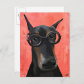 Doberman met bril briefkaart (Voorkant / Achterkant)