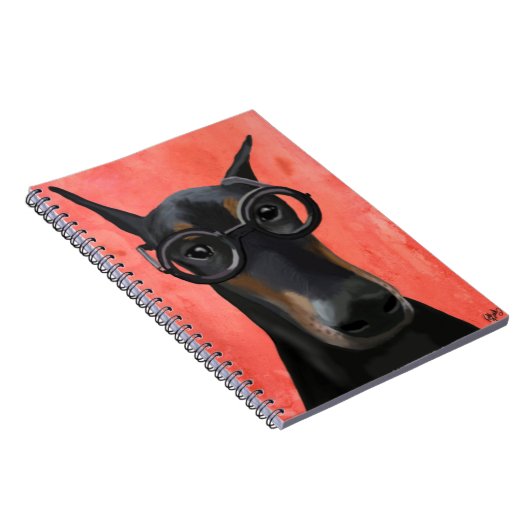 Doberman met bril notitieboek (Rechterzijde)