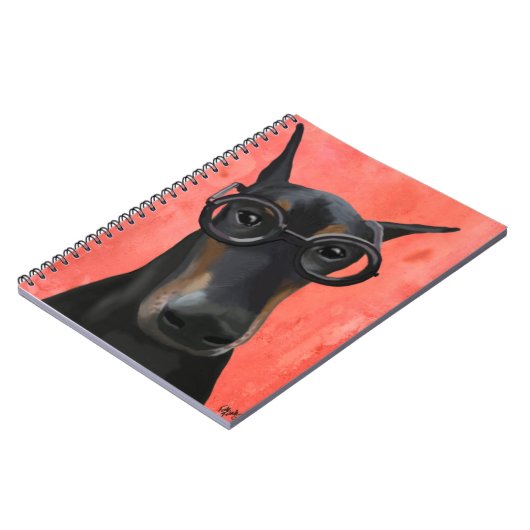 Doberman met bril notitieboek (Linkerzijde)