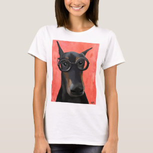 Doberman met bril t-shirt