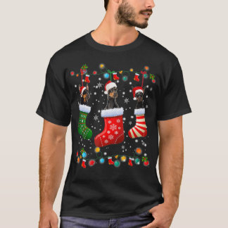 Doberman met kerstsokken Funny Xmas Pajama Dog Lov T-shirt