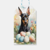 Doberman met paaseieren cadeaulabel (Voorkant)