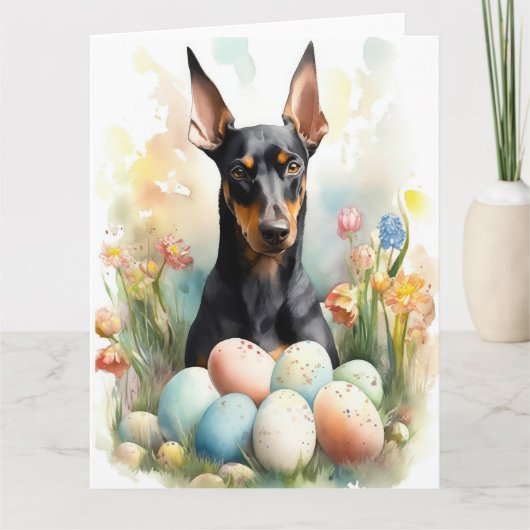 Doberman met paaseieren kaart (Voorkant)