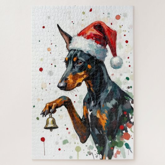 Doberman Minimalist Christmas Bell Balance Hat Legpuzzel (Verticaal)