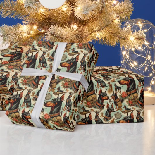  Doberman naadloos schilderen Cadeaupapier (Feestdagen)