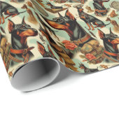 Doberman naadloos schilderen Cadeaupapier (Rol Hoek)