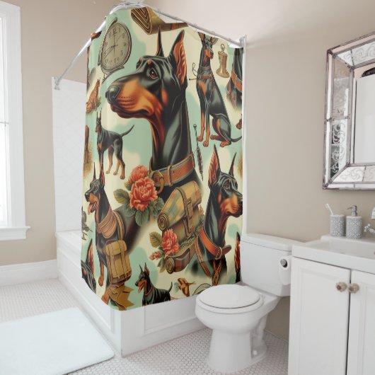Doberman naadloos schilderen Douchegordijn (In situ)