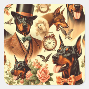 Doberman naadloze illustratie Vierkante Sticker