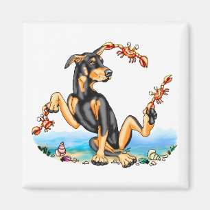 Doberman noir Pinscher Kinda Crabby Magnets