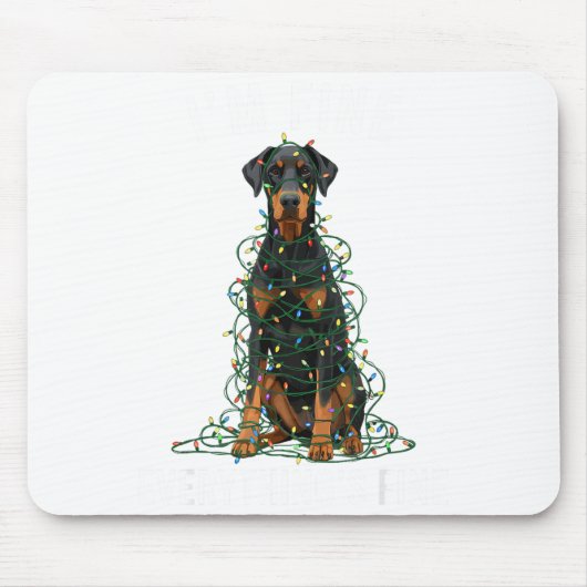 Doberman Nscher Christmas I'm Fine Everything Is F Muismat (Voorkant)