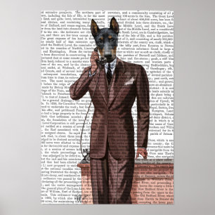 Doberman op telefoon poster