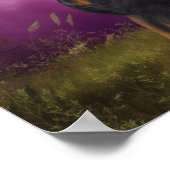 Doberman Paars Fantasy Orchids Dog Art Poster (Hoek)