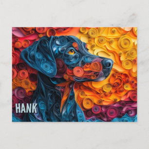 Doberman Paper Quilling Art Dog Portrait Briefkaart
