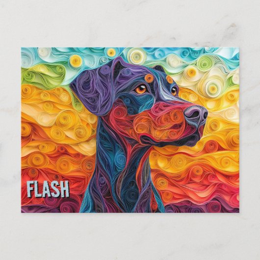 Doberman Paper Quilling Art Dog Portrait Briefkaart (Voorkant)
