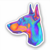 Doberman Pincher in kleuren Sticker (Voorkant)