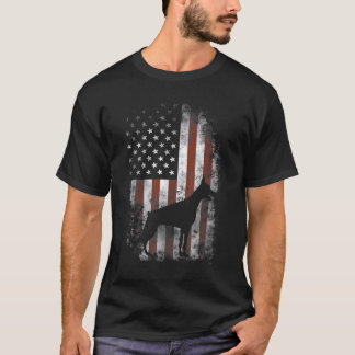 Doberman Pinscher American Flag Patriotic T-shirt