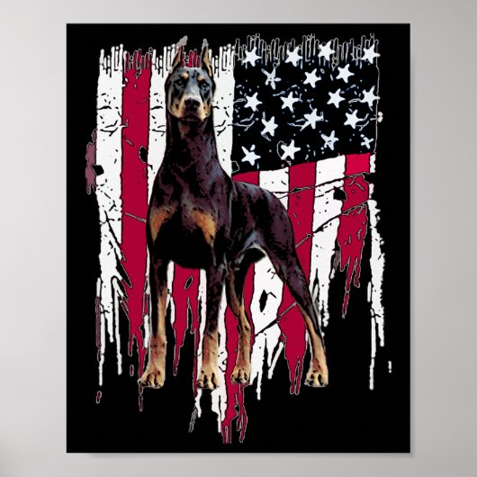 Doberman Pinscher American Flag Usa Awesome Poster (Voorkant)