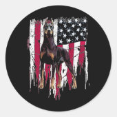 Doberman Pinscher American Flag Usa Geweldige Ronde Sticker (Voorkant)