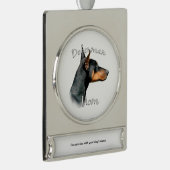 Doberman Pinscher (blk) Mam 2 Verzilverd Banner Ornament (Rechts)