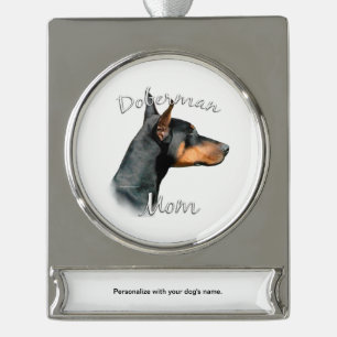 Doberman Pinscher (blk) Mam 2 Verzilverd Banner Ornament