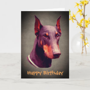 Doberman Pinscher Chien Visage Carte Anniversaire