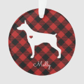 Doberman Pinscher Christmas Plaid Chien Nom (devant)