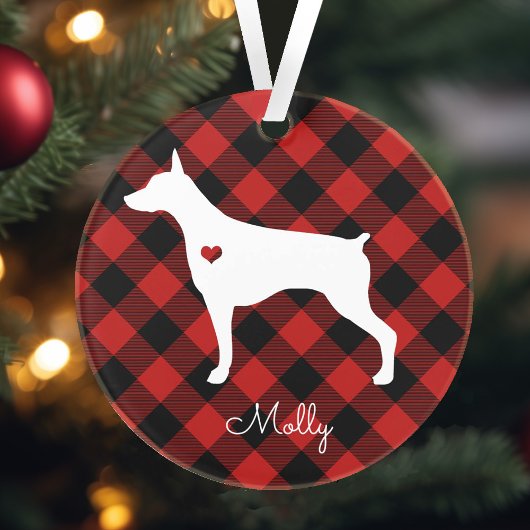 Doberman Pinscher Christmas Plaid Chien Nom
