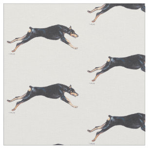 Doberman Pinscher die Dog Art Fabric runt Stof