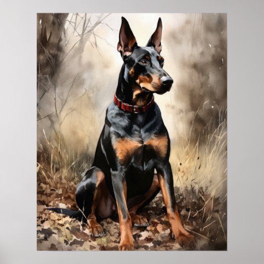 Doberman Pinscher Dog Art Imprimer Poster (Devant)