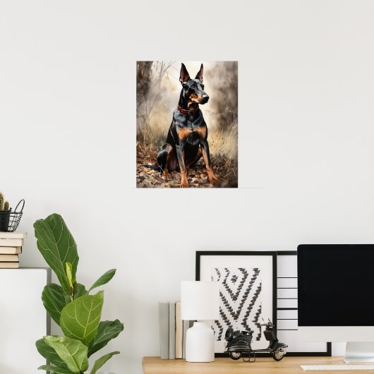 Doberman Pinscher Dog Art Print Poster (Thuiskantoor)
