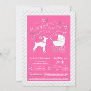 Doberman Pinscher Dog Baby shower Pink Girl Dobie Kaart