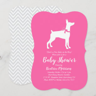 Doberman Pinscher Dog Baby shower Pink Girl Kaart