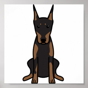 Doberman Pinscher Dog Cartoon Poster